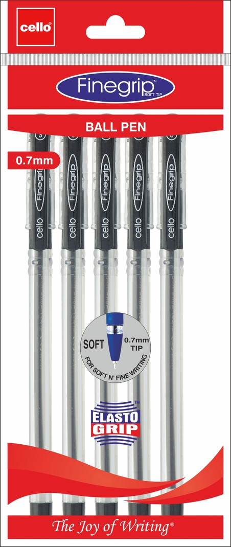Cello Finegrip Ball Pen Pack of 5, Ink Color - Black
