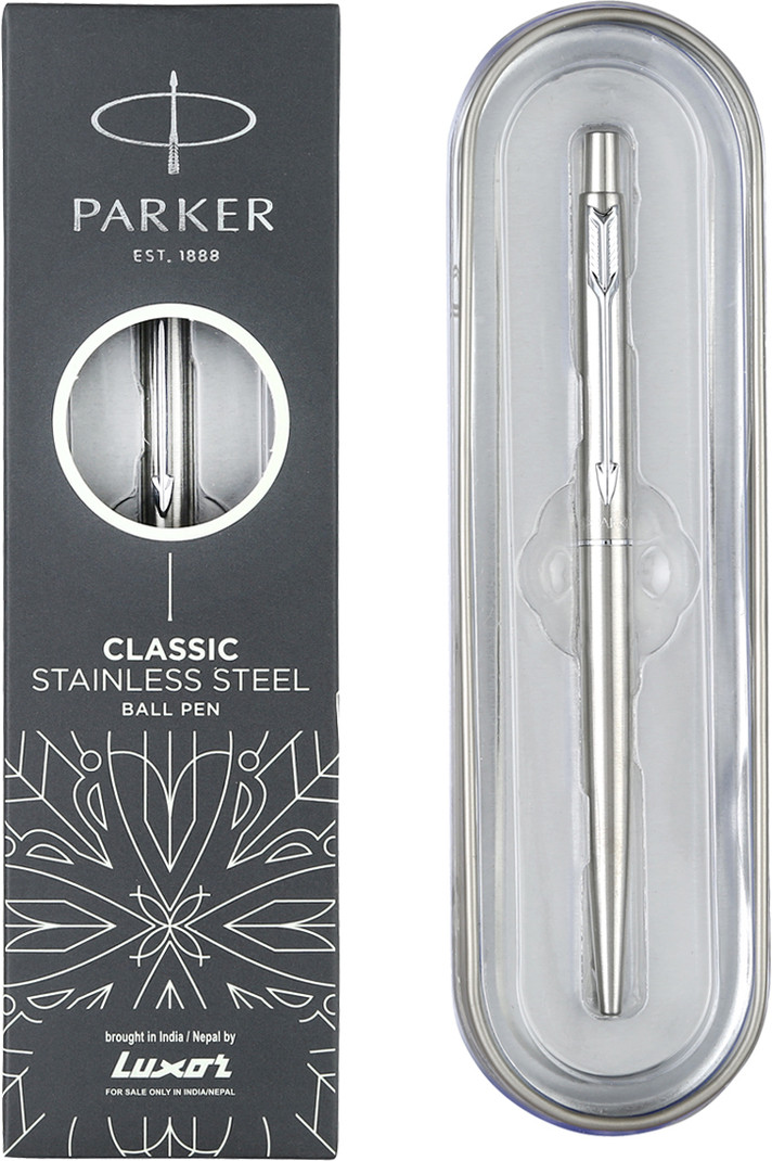 PARKER Classic Stainless Steel, Chrome Trim Ball Pen (Ink Color - Blue)