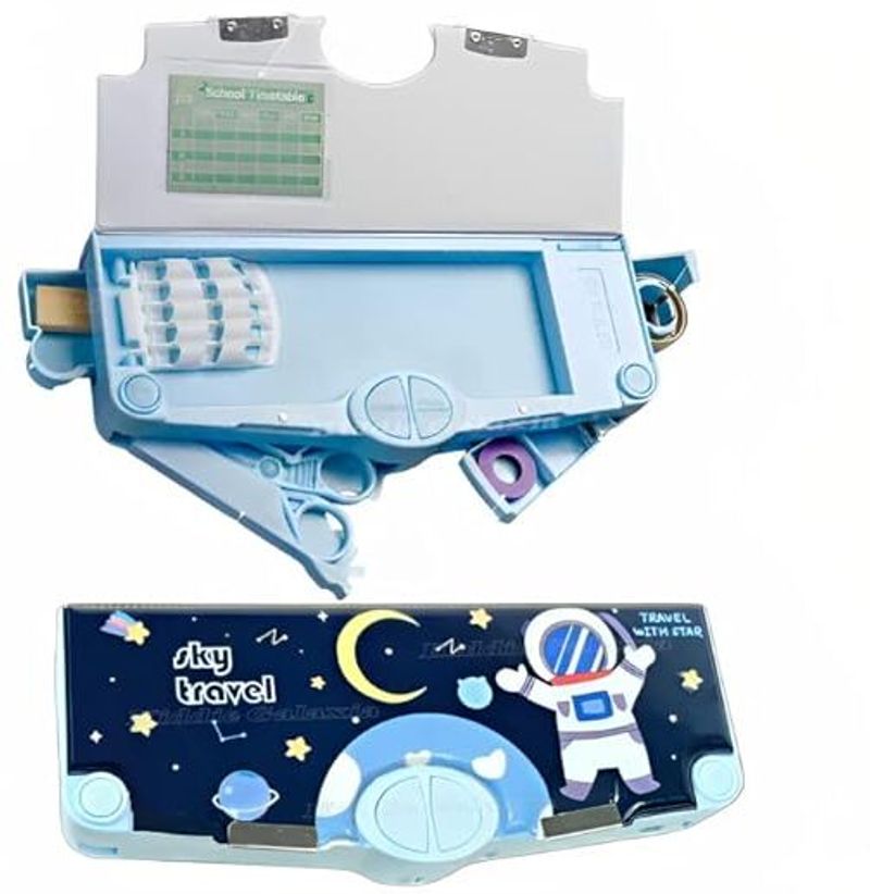 Kiddie Galaxia Art Plastic Pencil Box, Blue - Image 3