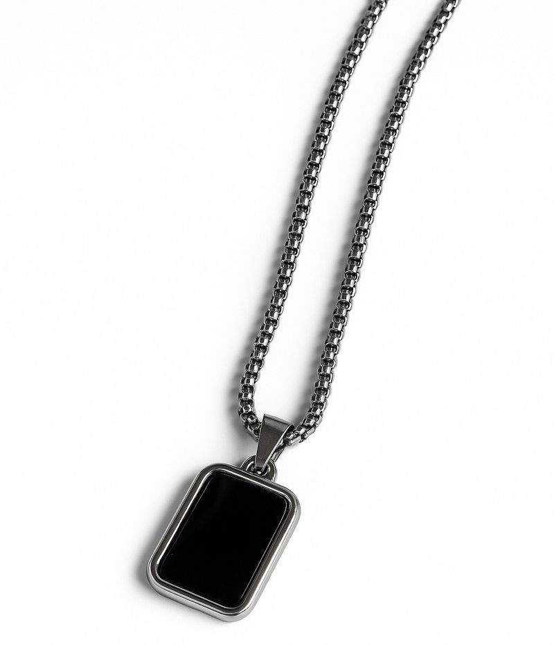 ENTAN Men's Black Long Pendant Chain - Image 2
