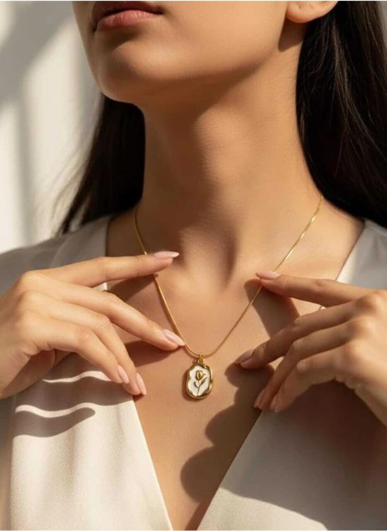 SRSSA FASHION Anti-Tarnish Rose Pendant Gold - Image 3