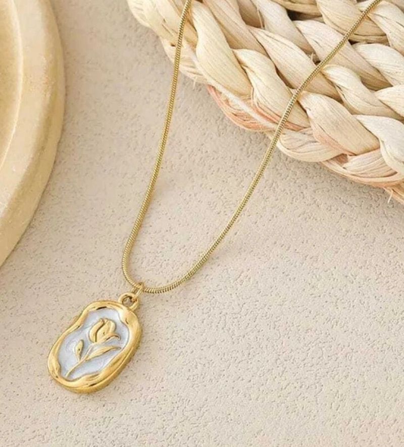 SRSSA FASHION Anti-Tarnish Rose Pendant Gold - Image 2