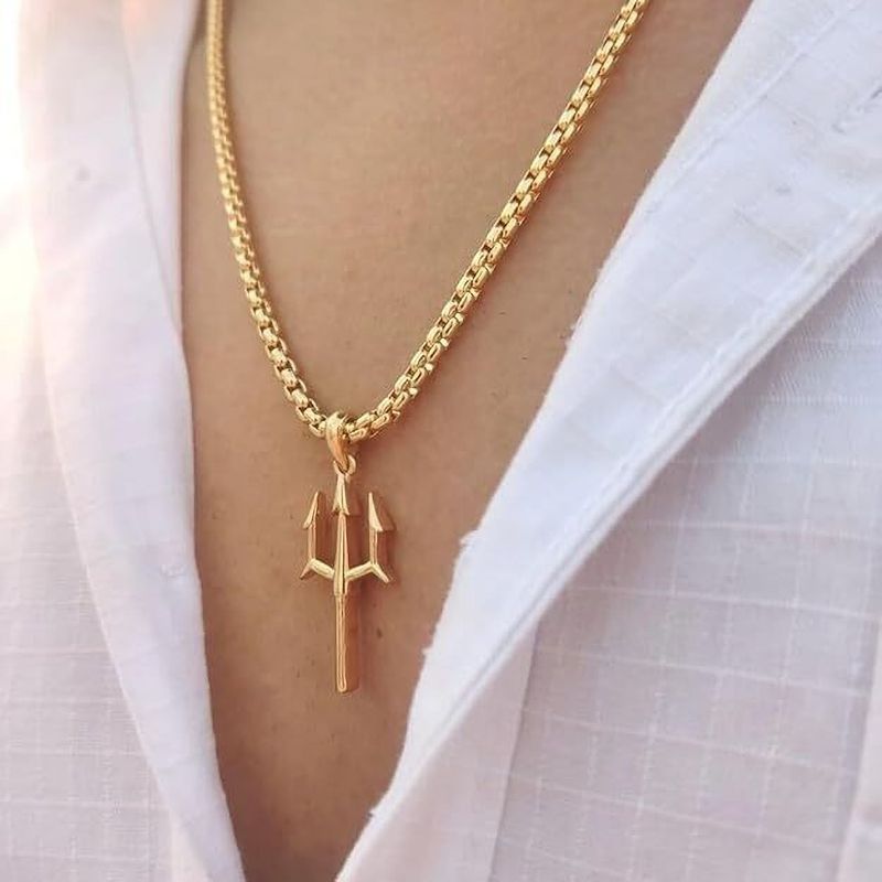 youwon Trishul Pendant Necklace for Men, Aluminum - Image 7