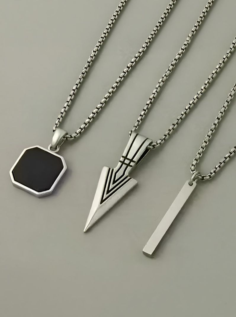 chaens Silver Stainless Steel Pendant Set - Image 2