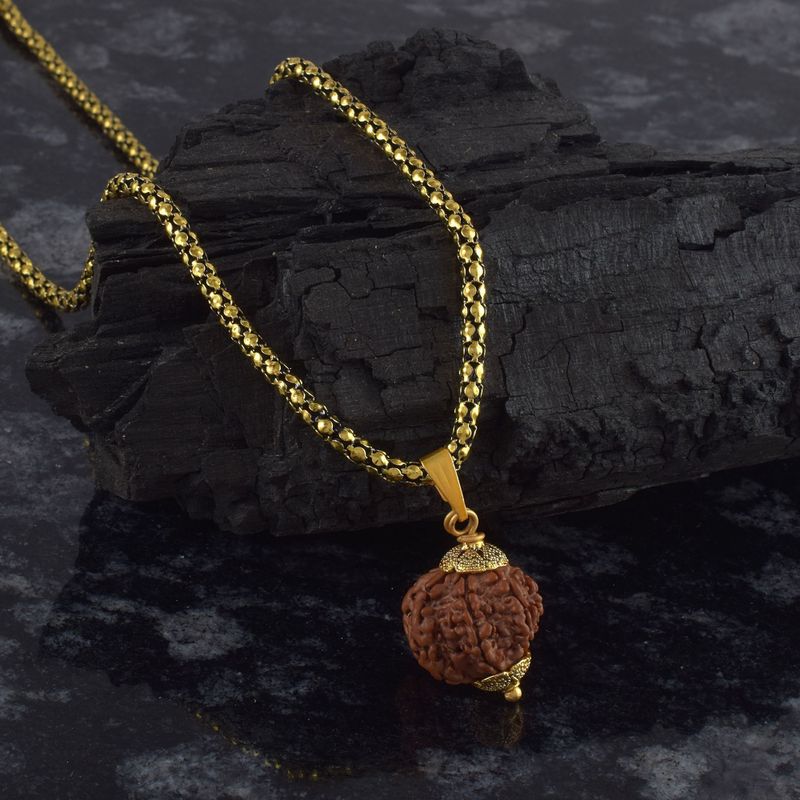 Admier 7 Mukhi Rudraksha Pendant Gold-Plated Brass - Image 5