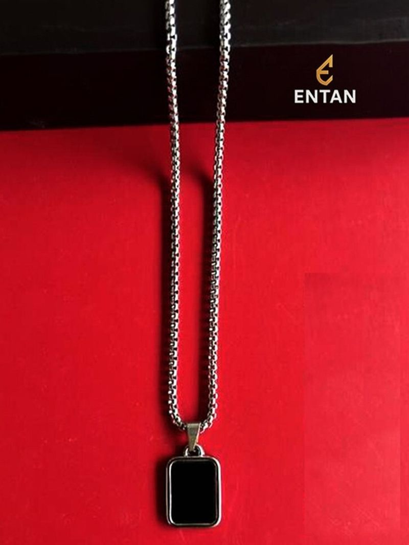 ENTAN Men's Black Long Pendant Chain - Image 4