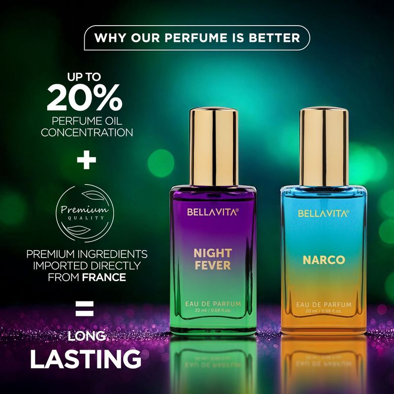 BELLAVITA NARCO Perfume & NIGHT FEVER Perfume combo|2X20ML|With Citrusy & Woody Notes| Eau de Parfum - 40 ml (For Men & Women) - Image 3