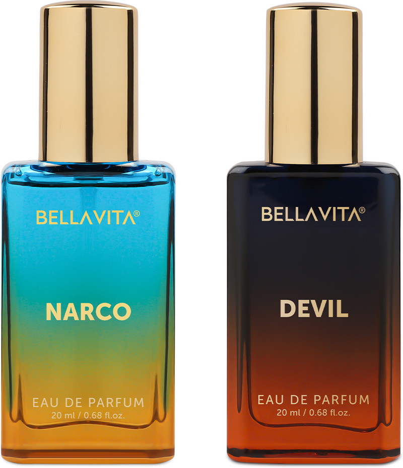 BELLAVITA NARCO Perfume & DEVIL Perfume combo|2X20ML|With Citrusy & Woody Notes| Eau de Parfum  -  40 ml (For Men & Women)