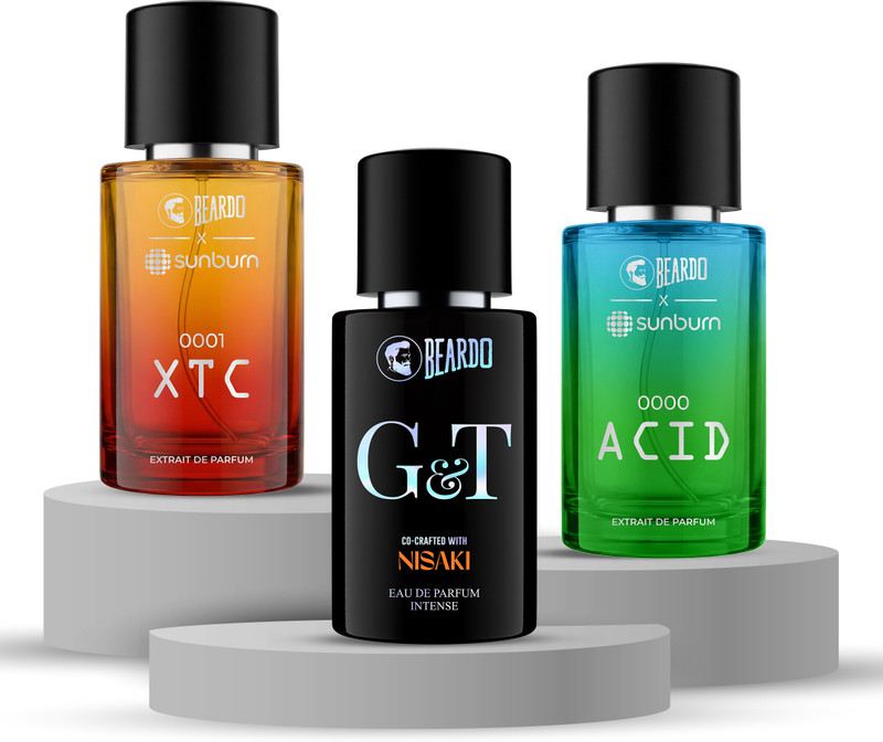BEARDO Sunburn XTC, Acid And G&T Perfume EDP | Long-Lasting Fragrance (Set of 3) Extrait De Parfum - 90 ml For Men