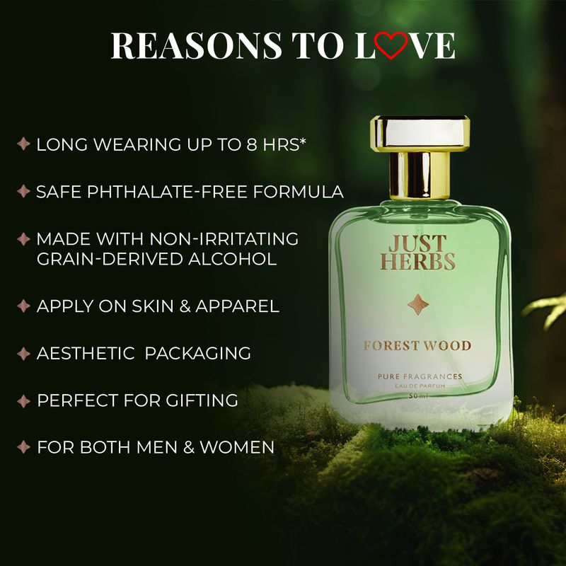 Just Herbs Energising Forest Wood Eau De Parfum 50ml - Image 4