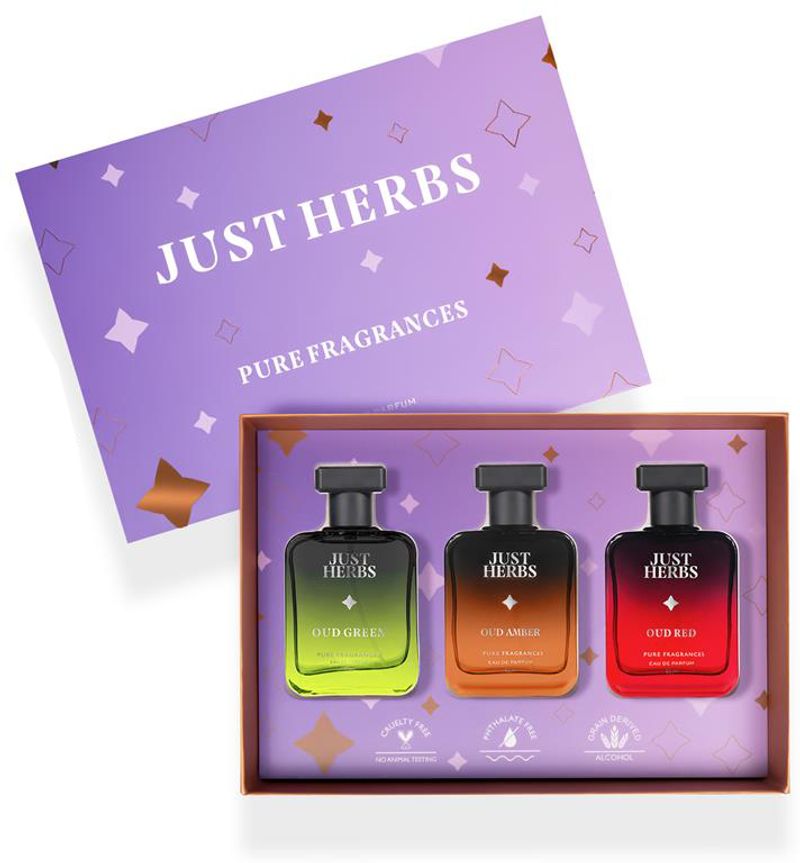 Just Herbs Pure Fragrances Intense Oud Trio Perfume Set of 3 - 50ML Eau de Parfum - 150 ml (For Men & Women)