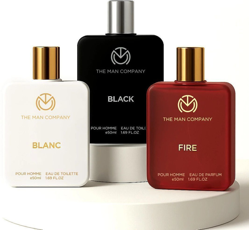 THE MAN COMPANY Perfume for Men Combo 3 x 50ml | Black, Blanc, Fire | Long-Lasting Fragrance Perfume  -  150 ml For Men