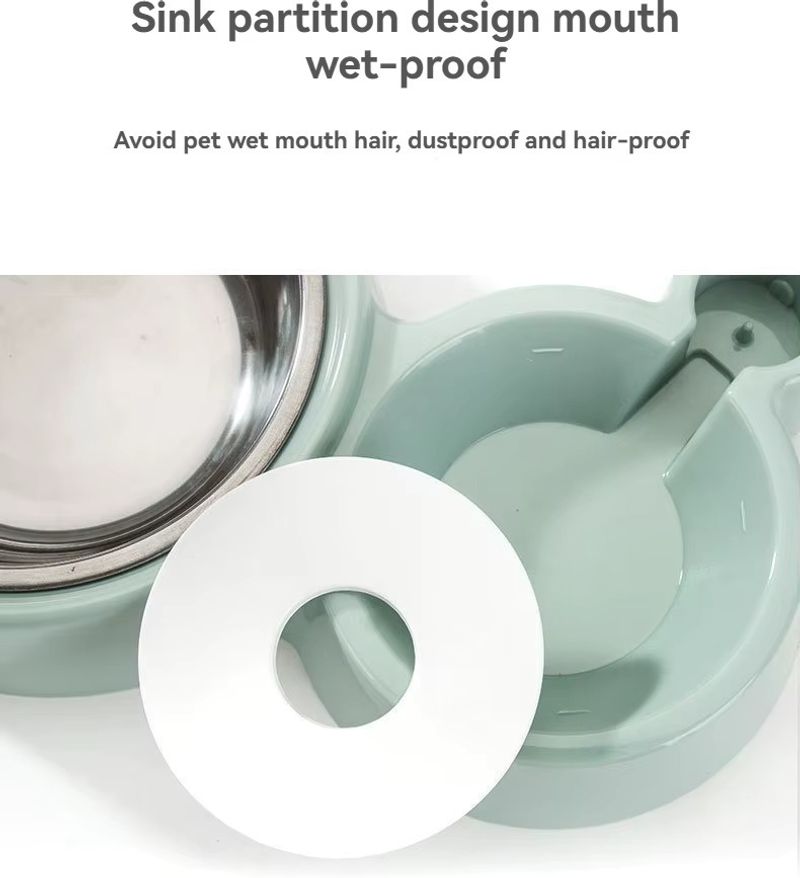 Conziv Double Dog Bowl Set with Stainless Steel Bowls, 500ml Blue - Image 7