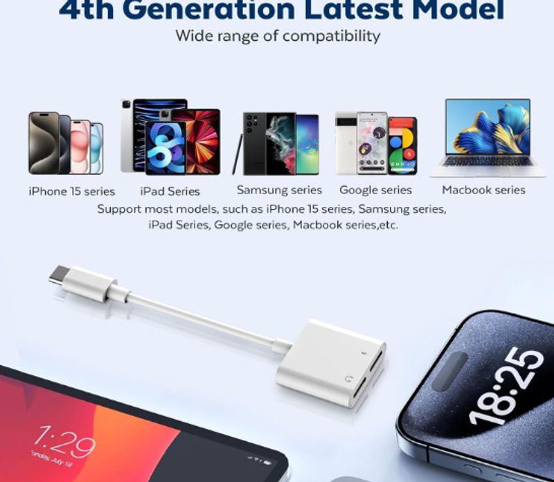 TECHGEAR White USB C Splitter 1 in 2 Out Headphone Adapter - Image 4