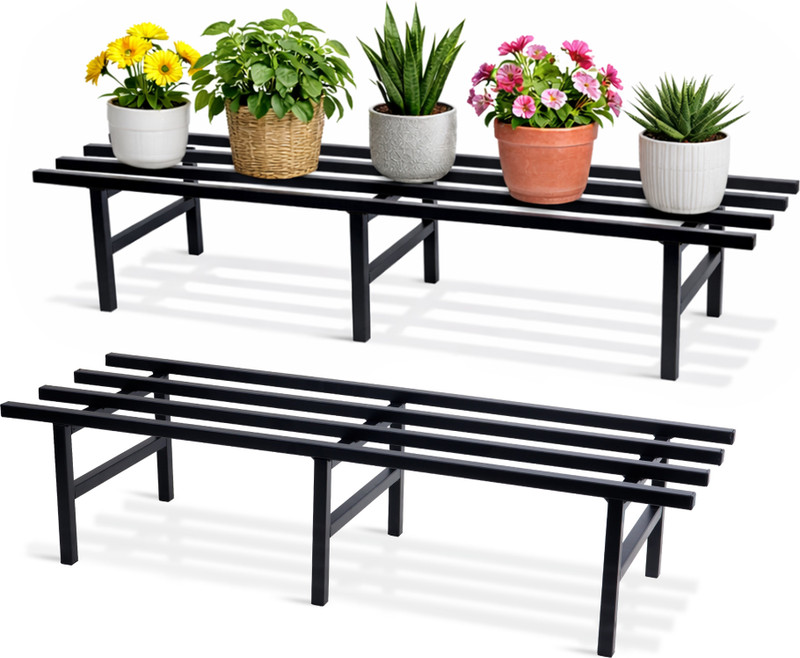Spotview Horizontal Metal Pot Stand (Set of 4) 76x24x18 Cm Ideal for Outdoor and Indoor Plant Container Set Pack of 4, Metal