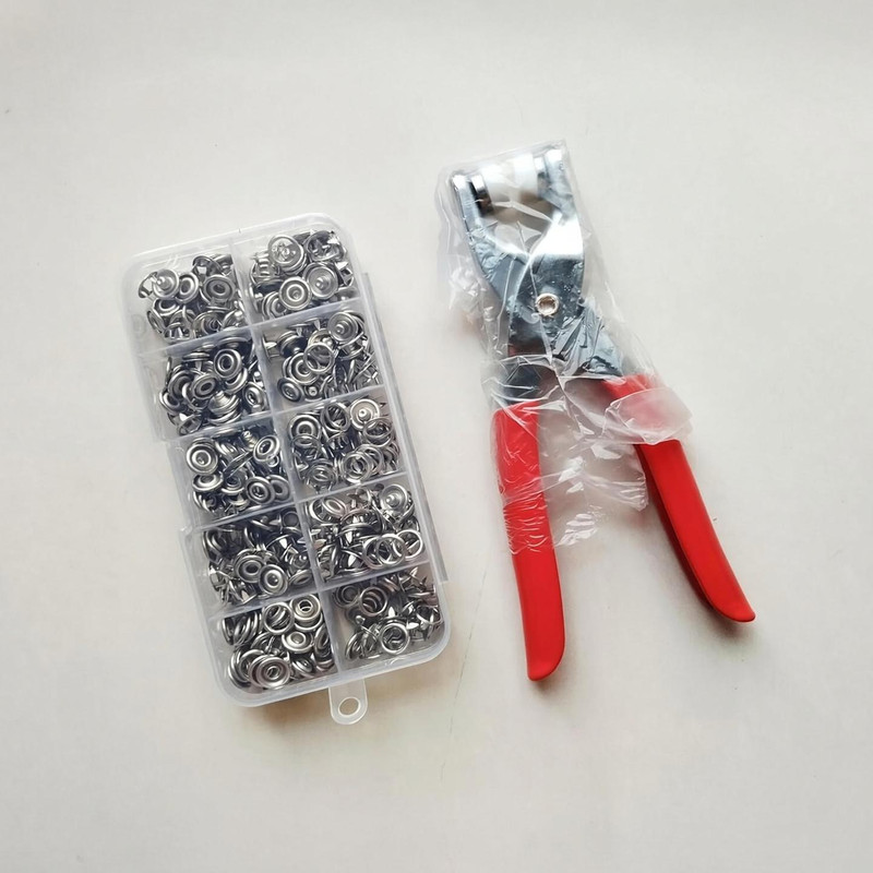 SARVASHVATRENDS 200pc Thickened Snap Fasteners Kit, Snap Button Fastener, Snap Fastener Plier Metal Buttons (Pack of 200)