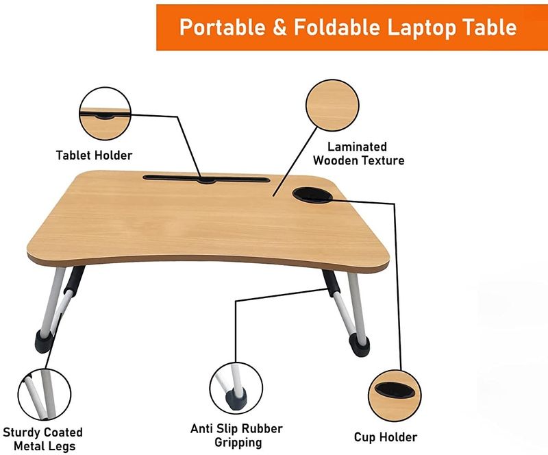 FurniGully Wood Portable Laptop Table Brown - Image 5