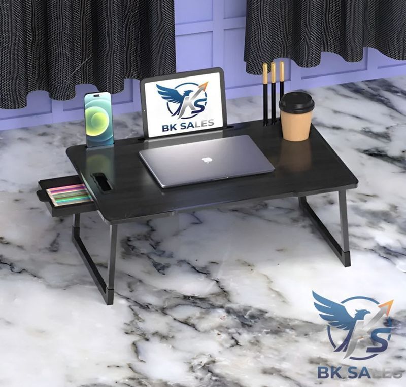FurniGully Wood Portable Laptop Table Black - Image 3