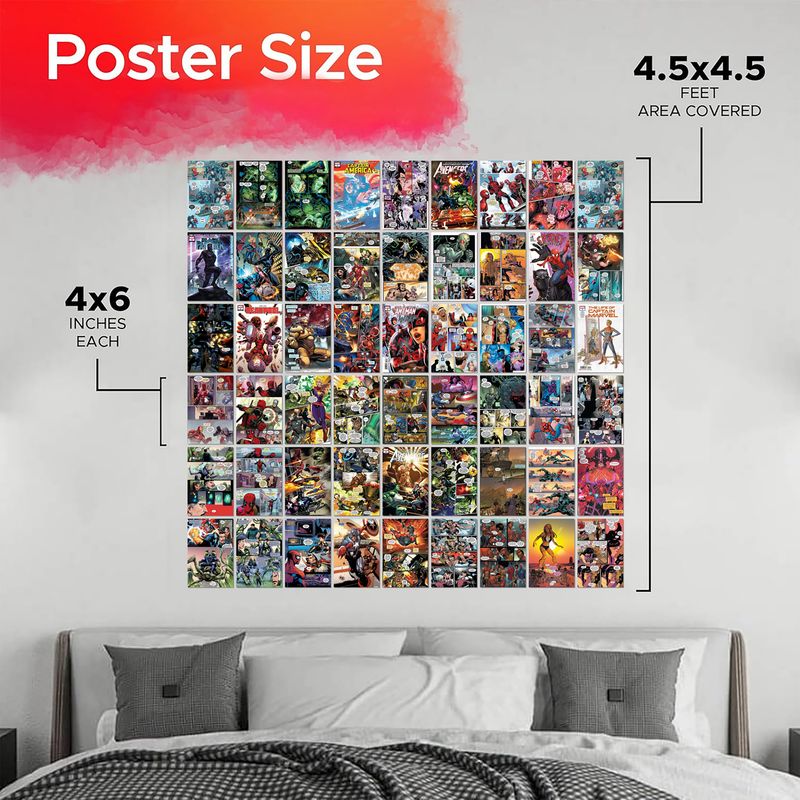 Omita Action Superhero Comic Panel Wall Poster Kit, 54 pcs - Image 4