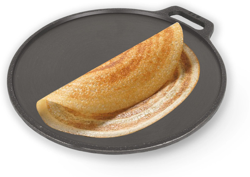 The Indus Valley Super Smooth Cast Iron Tawa for Dosa/Chapathi - 12 inch Tawa 30.4 cm diameter (Cast Iron, Induction Bottom)