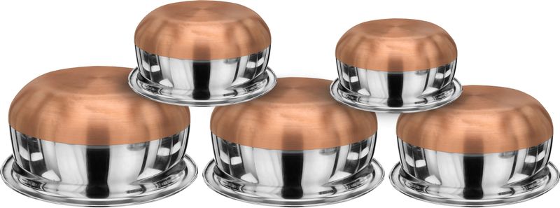 LIMETRO STEEL Copper Base Handi with Lid / Urli Set - Image 5