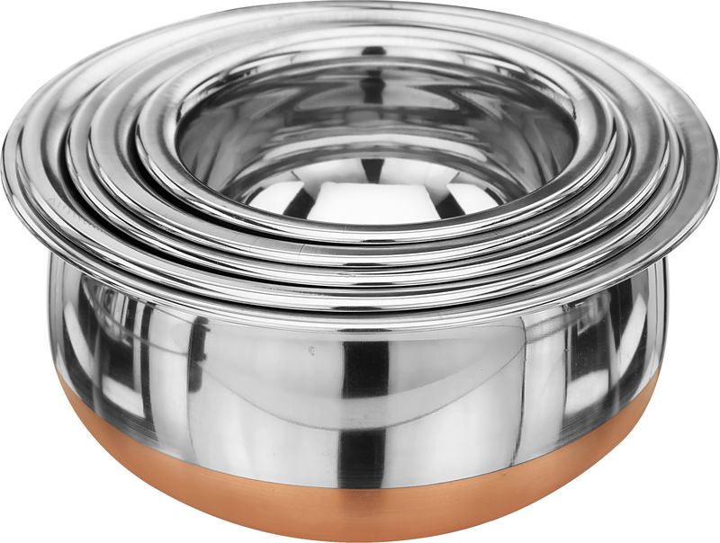 LIMETRO STEEL Copper Base Handi with Lid / Urli Set - Image 3