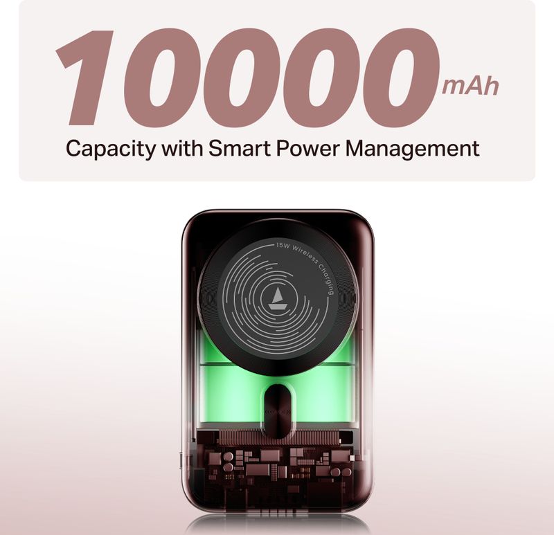 boAt 10000 mAh 22.5W Wireless Power Bank (Wine Red) - Image 5
