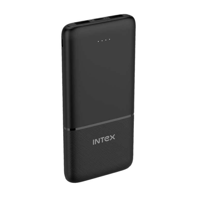 Intex 10000 mAh 12 W Slim Pocket Size Power Bank (Smokey Black, Lithium Polymer, Fast Charging for Mobile)