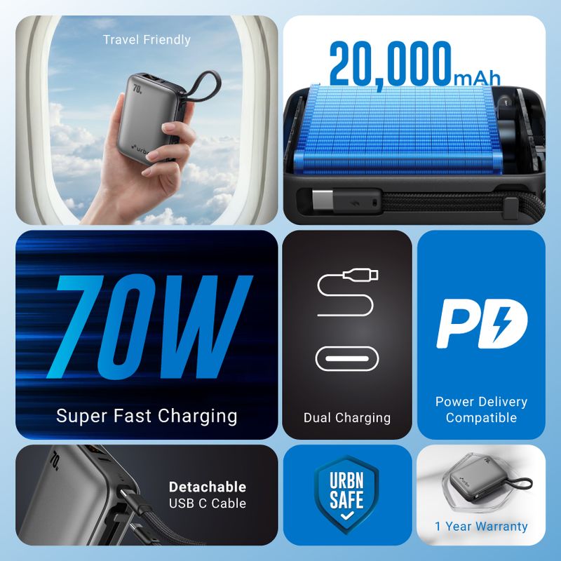 URBN 20000 mAh 70W Power Bank - Image 3