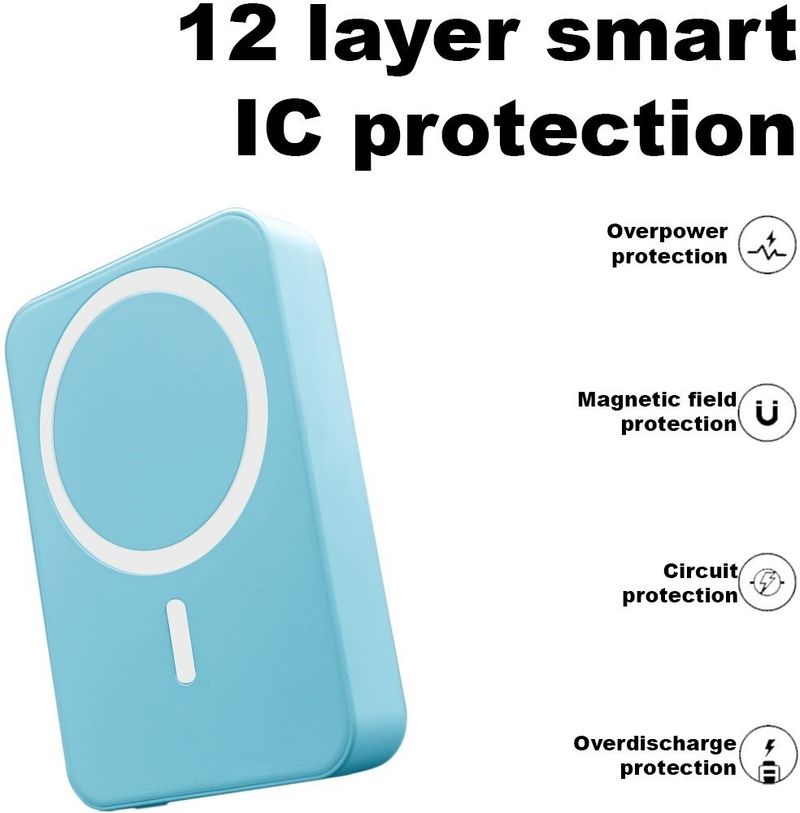 MIFRONICS 10000 mAh 22.5 W Wireless With MagSafe Compact Pocket Size Power Bank (Blue, Lithium Polymer, Quick Charge 4.0, Power Delivery 3.0, Fast Charging for Mobile) - Image 6
