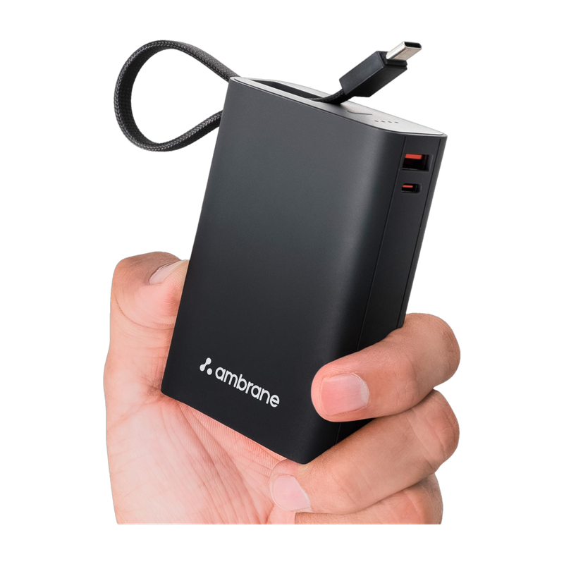 Ambrane 20000 mAh 22.5 W Compact Pocket Size Power Bank Black-Grey, Lithium Polymer, Fast Charging, Power Delivery 3.0, Quick Charge 3.0 for Mobile, E