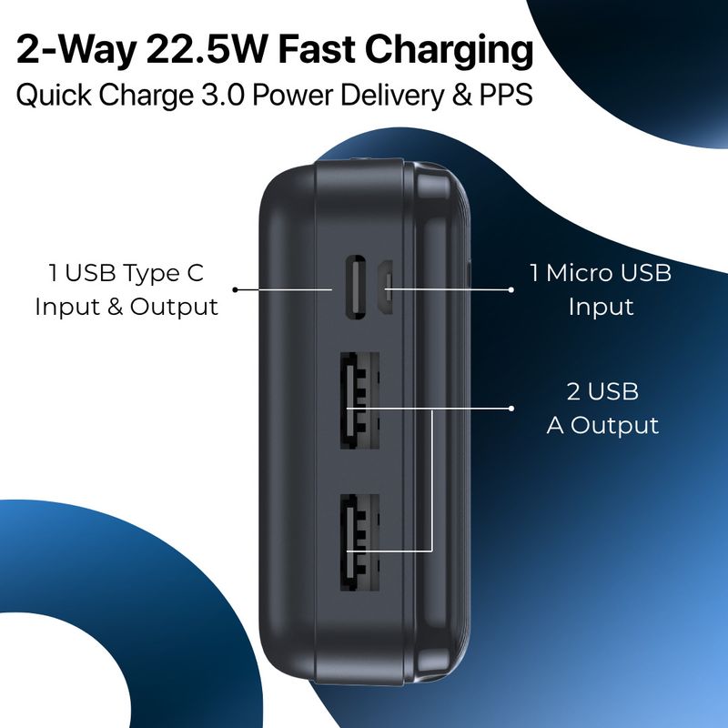 PARXEN 20000 mAh 22.5W Power Bank Black - Image 5