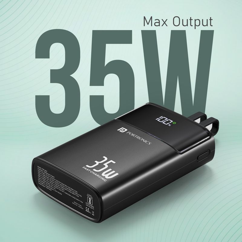 Portronics 20000 mAh 35W Black Power Bank - Image 4