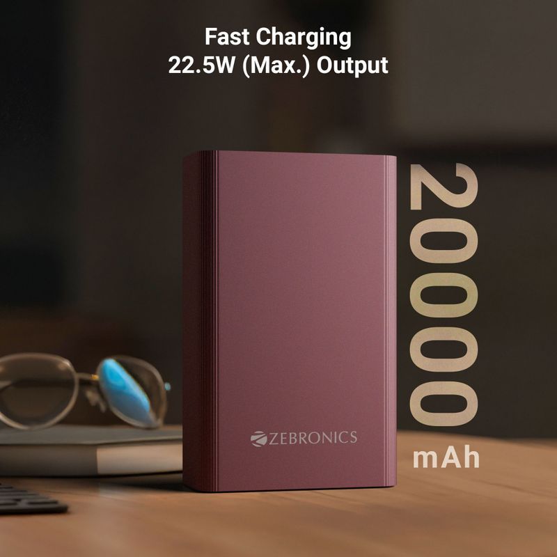 ZEBRONICS 20000 mAh 22.5W Power Bank (Raspberry) 5 L - Image 3