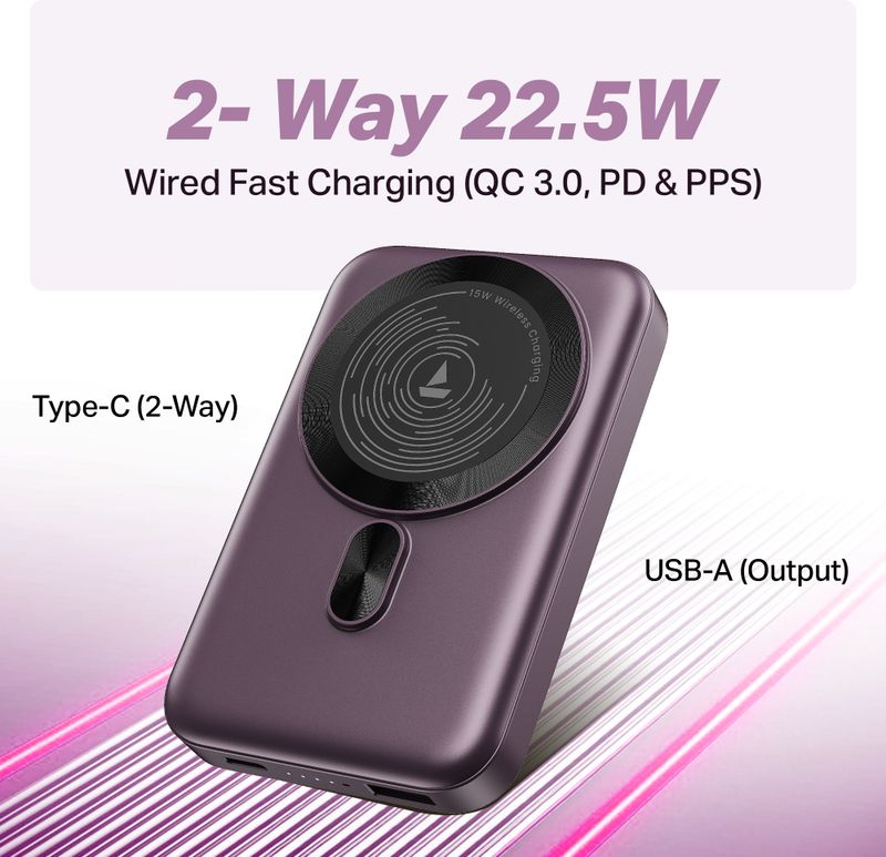 boAt 10000 mAh 22.5W Wireless MagSafe Power Bank - Image 4