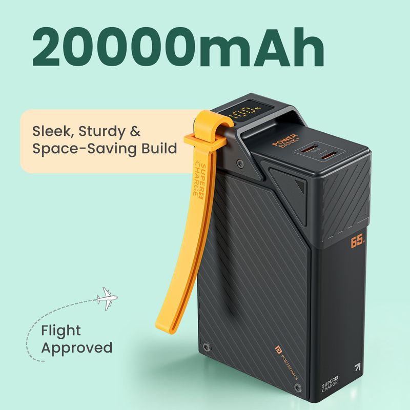 Portronics 20000 mAh 65W Compact Power Bank (Black) - Image 3