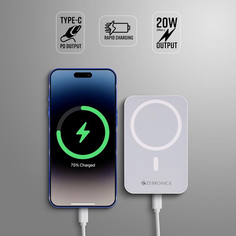 ZEBRONICS 10000 mAh 20W MagSafe Power Bank - Image 3