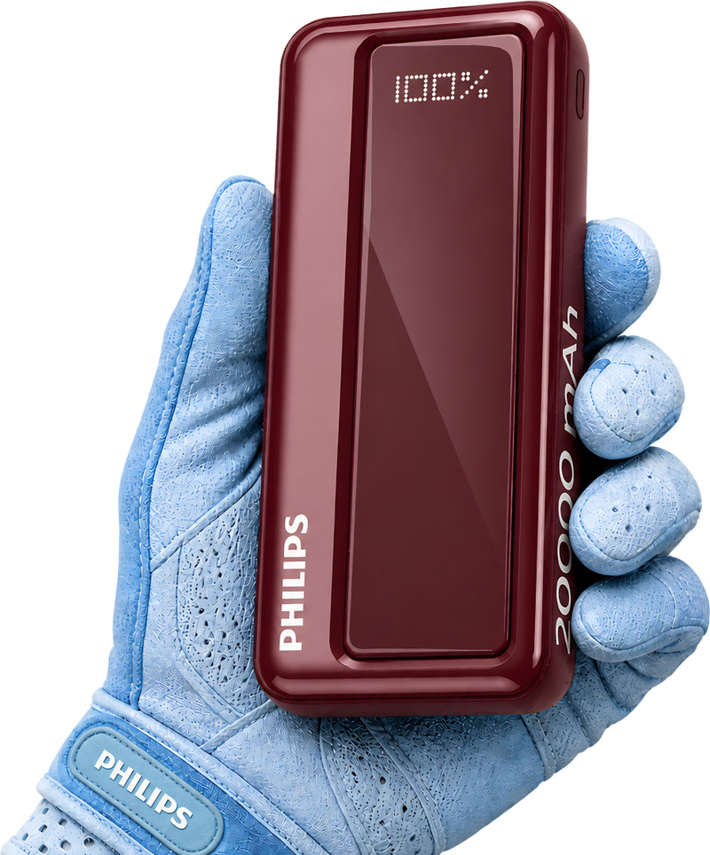PHILIPS 20000 mAh 22.5 W Power Bank Maroon, Lithium Polymer, Fast Charging for Mobile