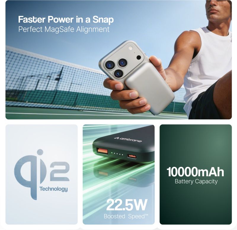 Ambrane 10000 mAh 22.5W MagSafe Power Bank - Image 3