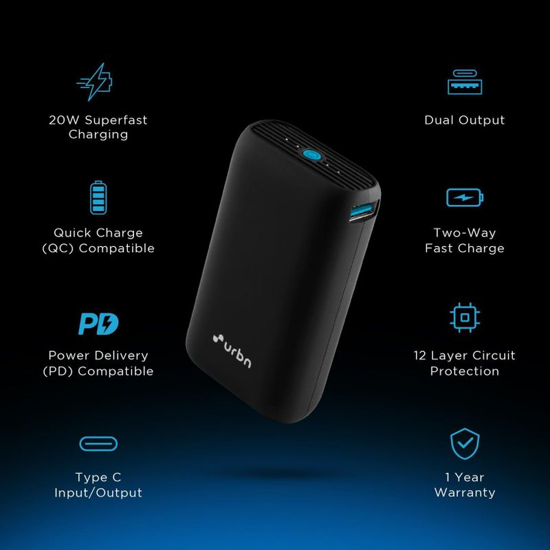 URBN 10000 mAh 20W Nano Pocket Power Bank - Image 4