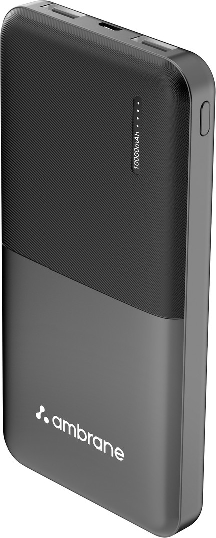 Ambrane 10000 mAh 12 W Power Bank(Black, Lithium Polymer, Fast Charging for Mobile)