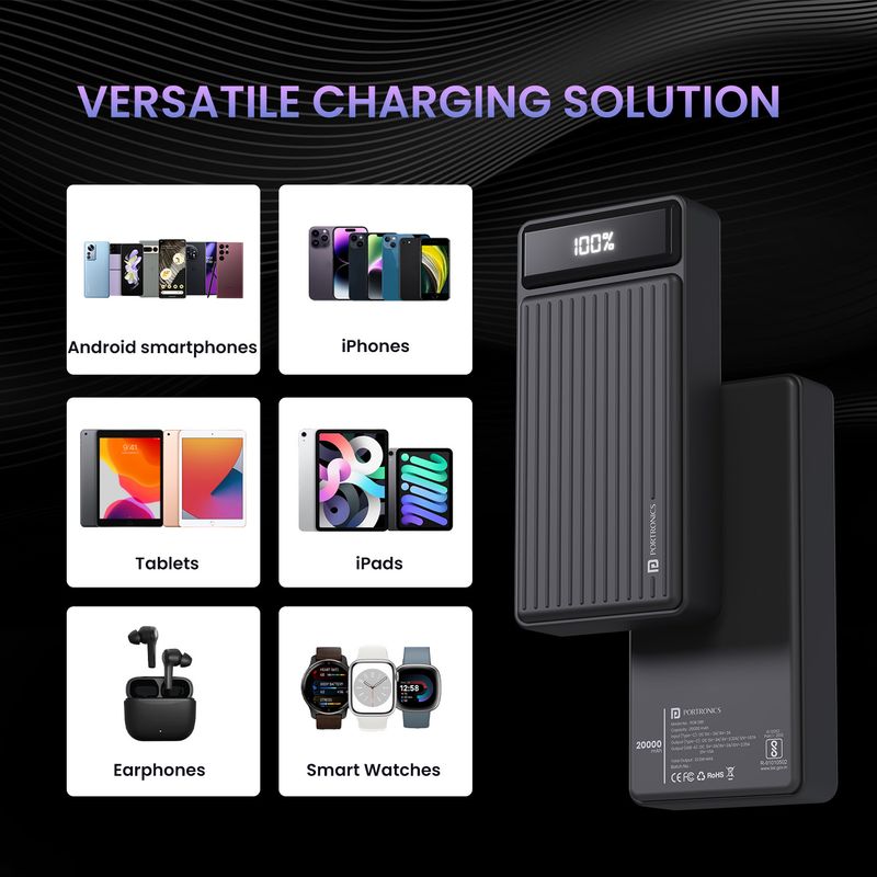 Portronics 20000 mAh 22.5W Compact Power Bank Black - Image 5