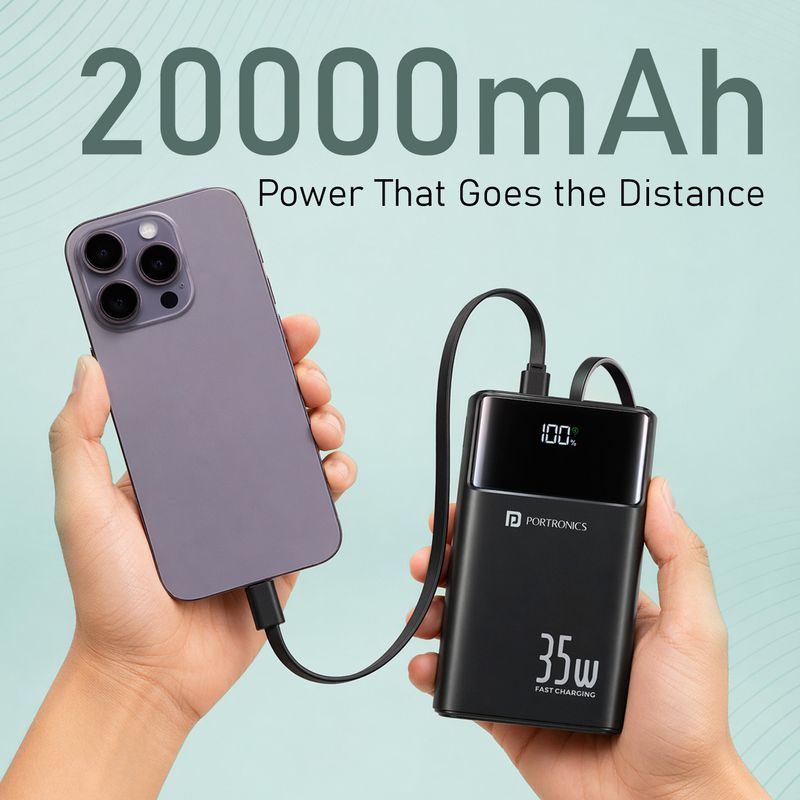 Portronics 20000 mAh 35W Black Power Bank - Image 3