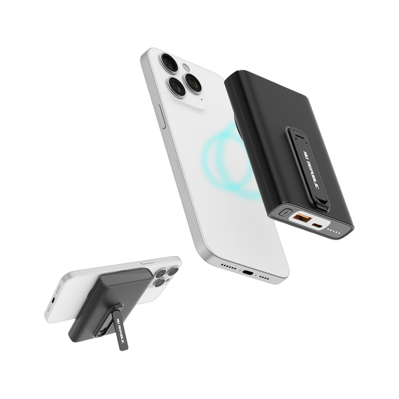 Nu Republic 10000 mAh 22.5 W Wired & Wireless With MagSafe Compact Pocket Size Power Bank Black, Lithium Polymer, Fast Charging for Mobile, Smartwatch