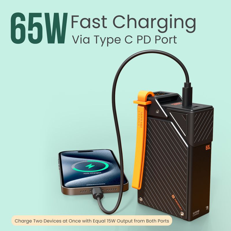 Portronics 20000 mAh 65W Compact Power Bank (Black) - Image 4