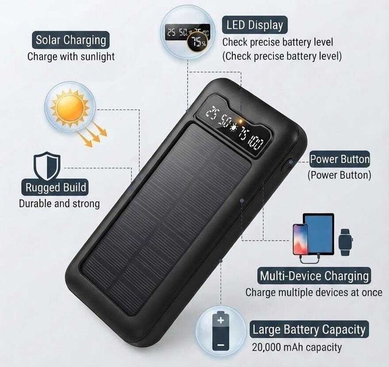 FAHIG 20000mAh 18W Power Bank, Black - Image 4