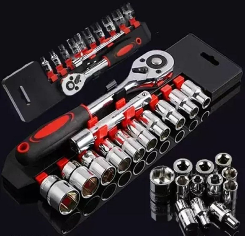 HeavyHEAVY 12PCS CRV QUICK RELEASE REVERSIBLE RATCHET SOCKET WRENCH SET TOOLS Socket Set (Pack of 1)