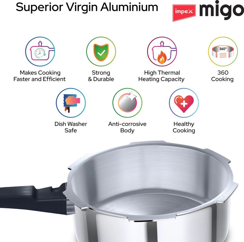 IMPEX Migo Induction Base Pressure Cooker Combo 2L, 3L - Image 5
