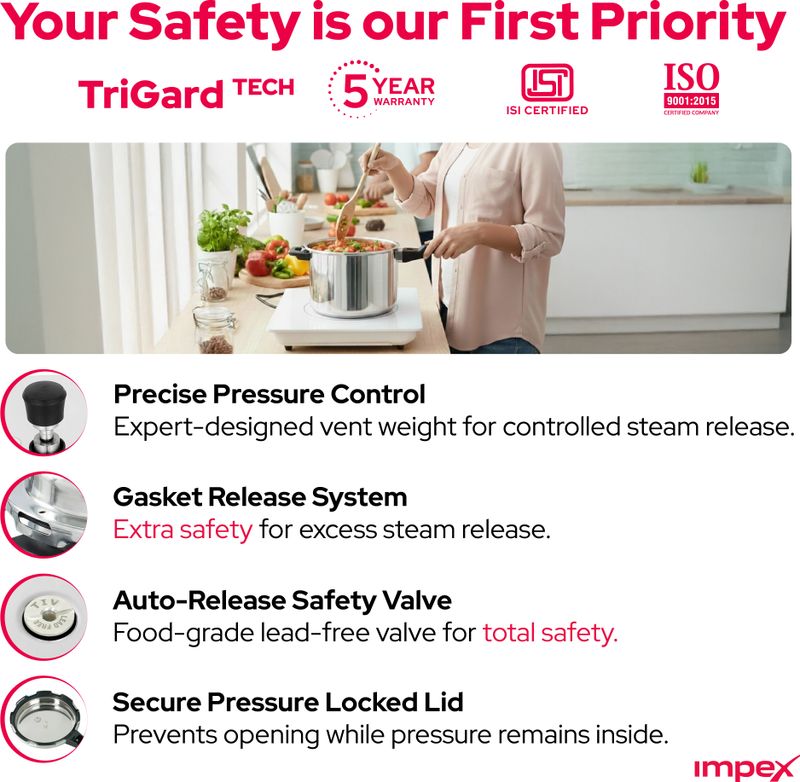 IMPEX Migo Induction Base Pressure Cooker Combo 2L, 3L - Image 3