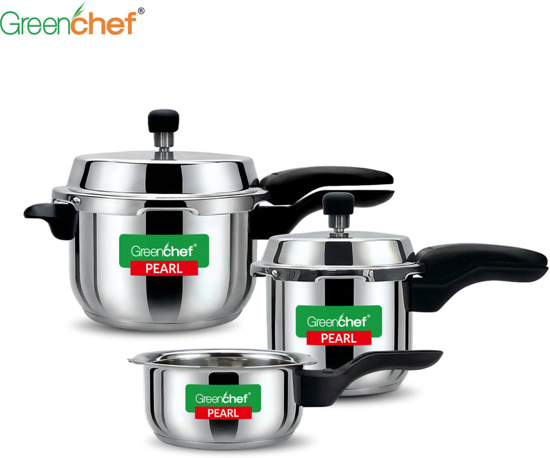 greenchef pearl special combo 2 l 3 5 l outer lid induction bottom pressure cooker
